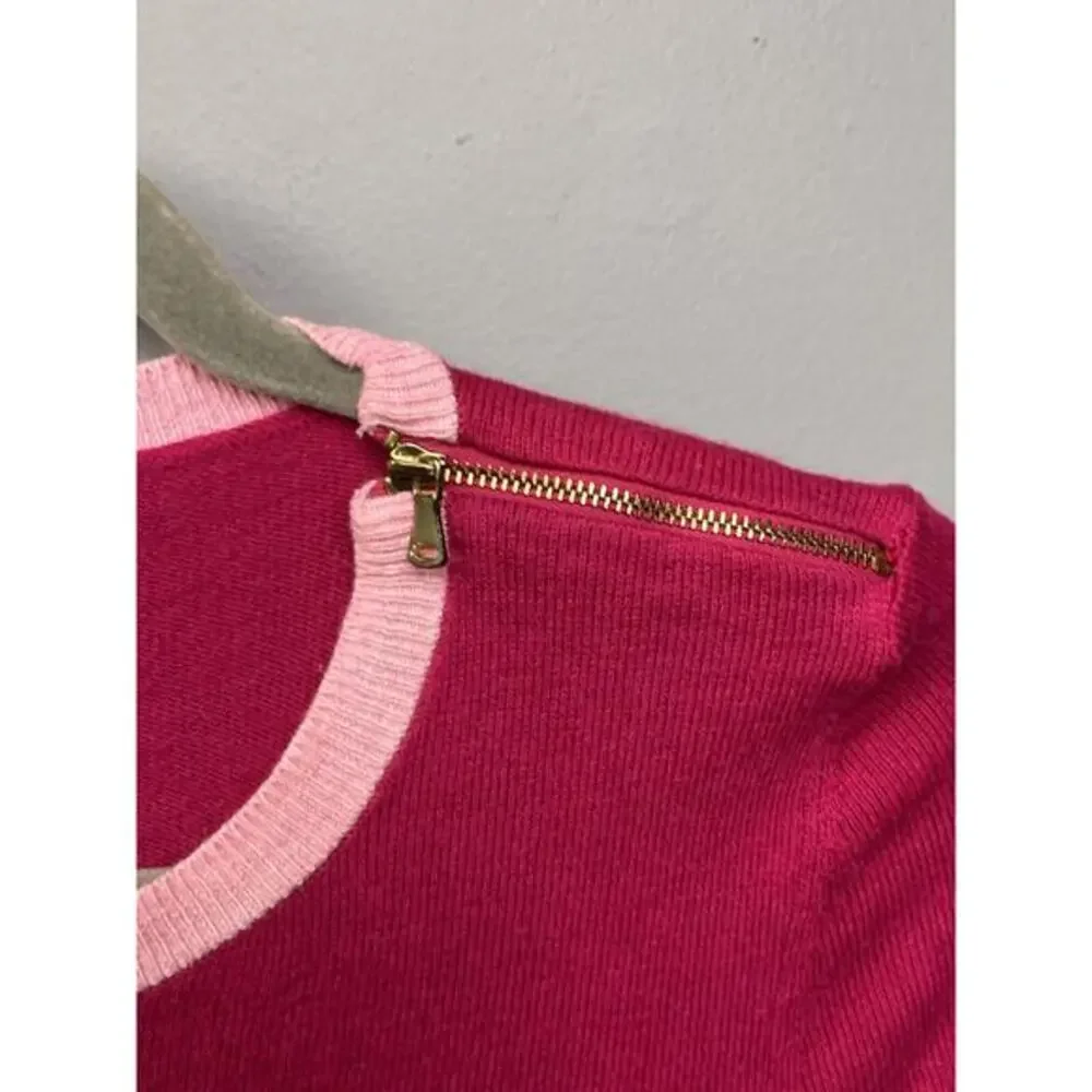 Talbots Sweater Womens Small Petite Angora Blend Zipper accents Pink‎ Orange